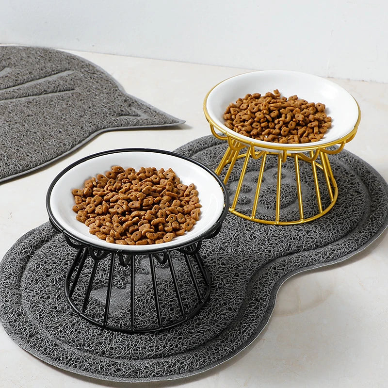 Ceramic Bowl Iron Rack Cat