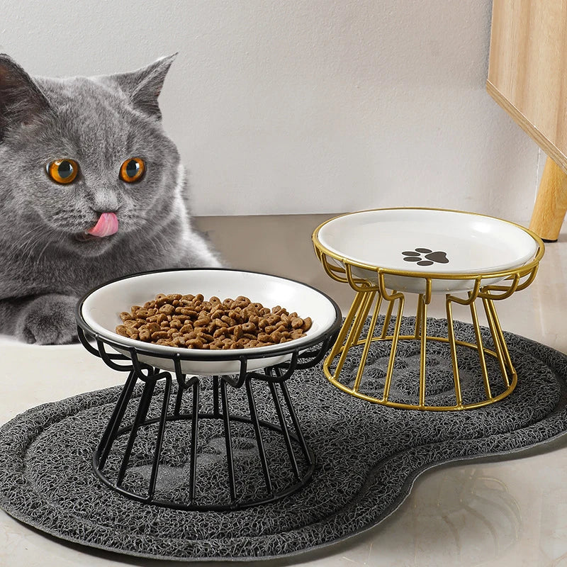 Ceramic Bowl Iron Rack Cat