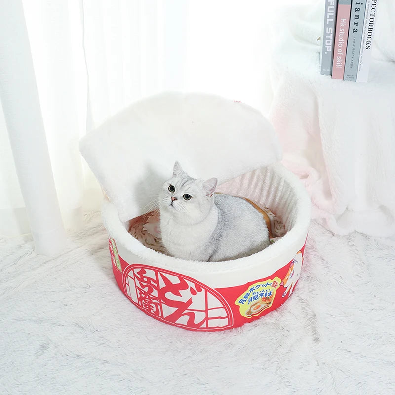 Noodle-Shaped Fleece-Lined Cat Bed