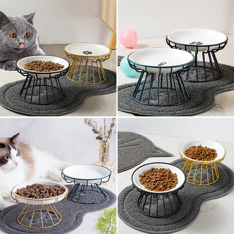 Ceramic Bowl Iron Rack Cat