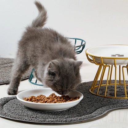 Ceramic Bowl Iron Rack Cat