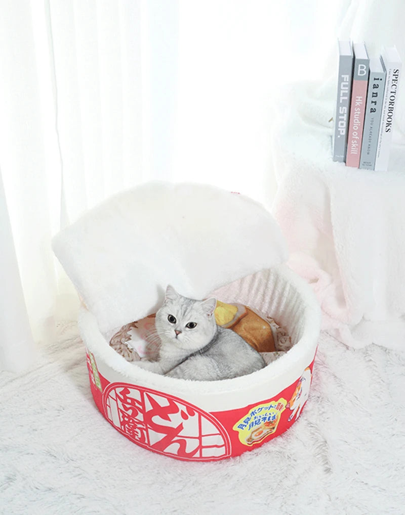 Noodle-Shaped Fleece-Lined Cat Bed