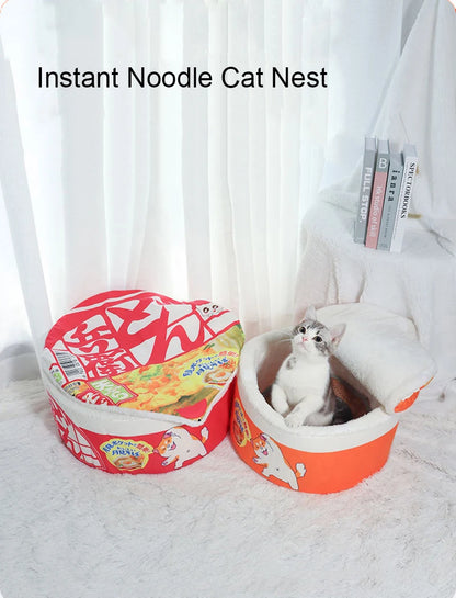 Noodle-Shaped Fleece-Lined Cat Bed