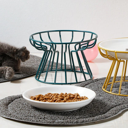 Ceramic Bowl Iron Rack Cat